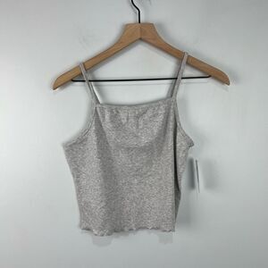 BP Grey High Neck Sleeveless Tank Crop Top L NWT